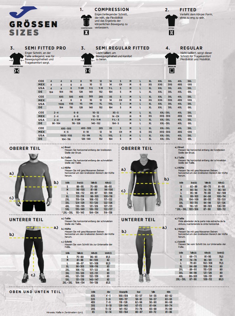 Größentabelle Joma 2026